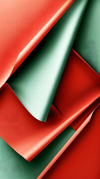 Abstract Wave and Folded Blue, Green, Red, Purple Paper Portrait Background: Vibrant Colors, Warm Gradients, and Hazard Stripes. Abstract 3D HD Background for iPhone Mobile Premium Wallpaper.