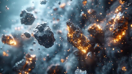 Fototapeta premium meteorites and asteroids, sifi background