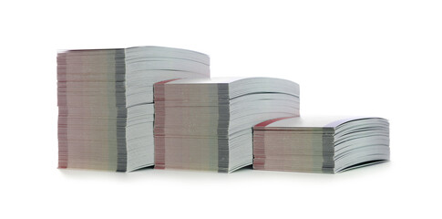 Stacks of business cards isolated on white