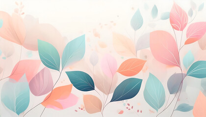 Delicate pastel leaves in a light and airy setting, creating a serene atmosphere of nature-inspired tranquility