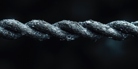 Close-up of a Twisted, Rough, and Metallic Chain