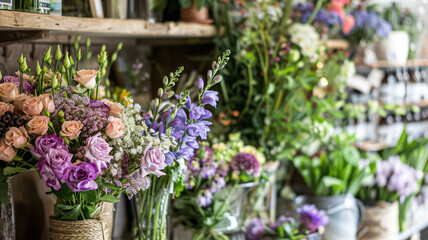 Obraz premium Details and products on shelves in the English counryside farm shop, small business, country style design