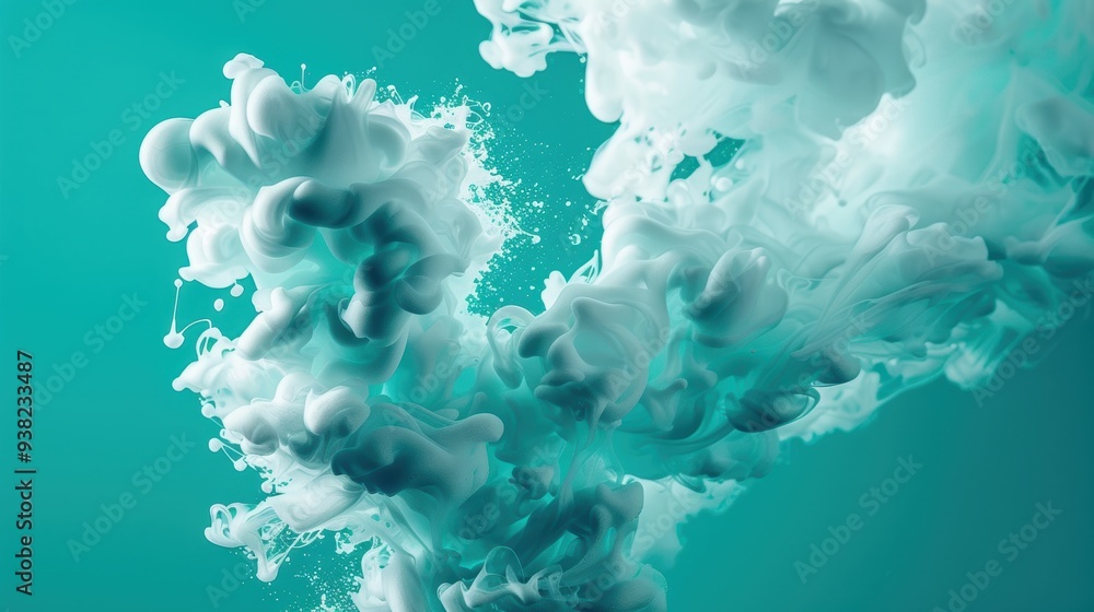 Poster elegant fluid dynamics of paint and ink creating mesmerizing patterns underwater, illustration inspi