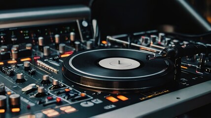 close up of a dj mixing music