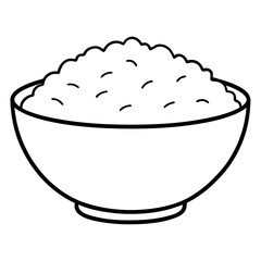 A bowl of rice on a white background