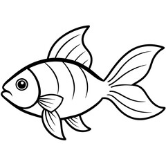 Goldfish Silhouette Line Art Vector Design