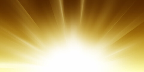 Sunlight effect sparkle on gold background with copy space