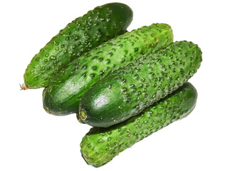Pile of cucumbers isolated on white background