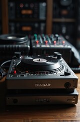 Fototapeta premium close up of a dj mixing music