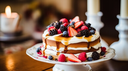 Homemade birthday cake in the English countryside house, cottage kitchen food and holiday baking recipe inspiration