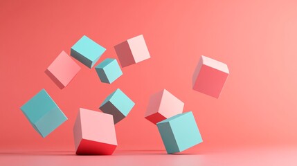 Obraz premium Floating 3D geometric shapes in a minimalist composition