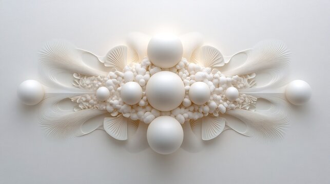 Simple 3D elements arranged in a symmetrical pattern with a minimalist approach