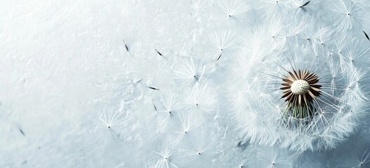 Dandelion Flower Close-Up with Fluffy Seeds. AI generated illustration