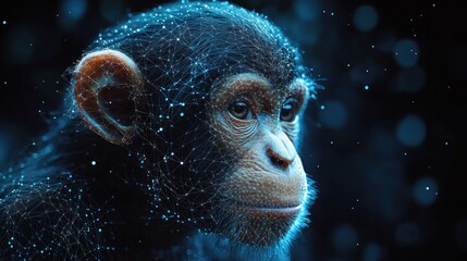 Chimpanzee Portrait in Digital Art