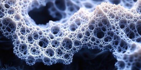 Close-up of a White Porous Surface with Irregular Shapes and Circular Openings