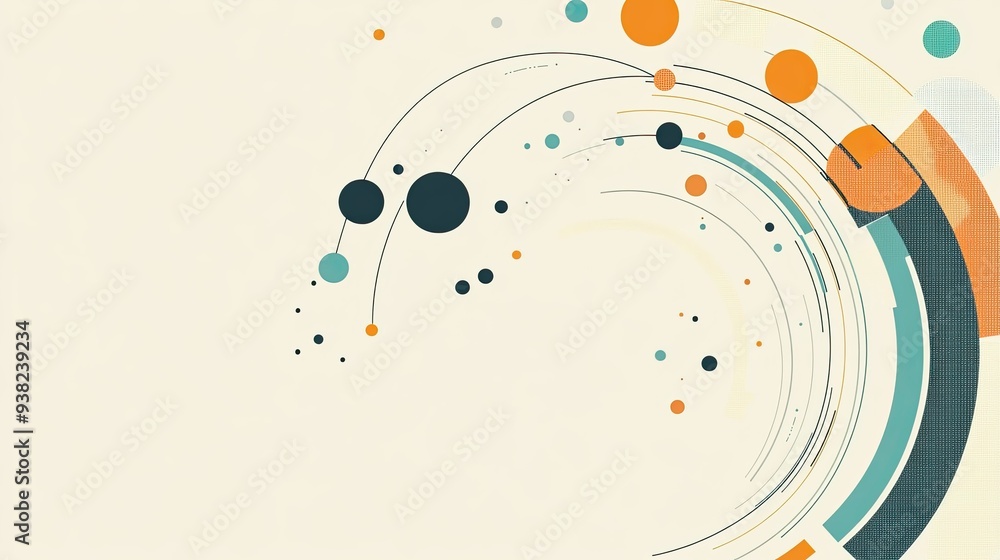 Poster a basic, clean design of loops and lines illustrating circular economy flow on a plain, neutral back