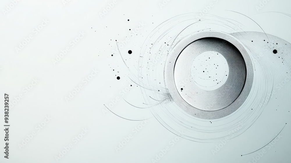 Poster a basic, clean design of loops and lines illustrating circular economy flow on a plain, neutral back