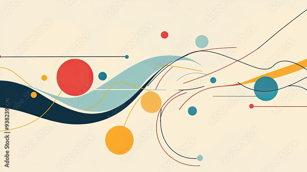 Poster a basic, clean design of loops and lines illustrating circular economy flow on a plain, neutral back