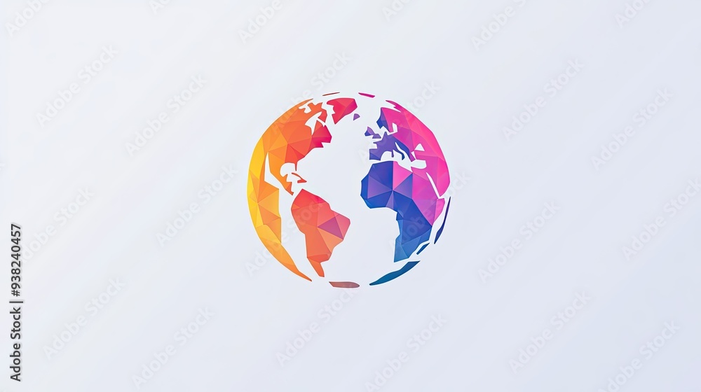 Fototapete a minimalist globe icon formed by overlapping geometric shapes, representing global connection on a 