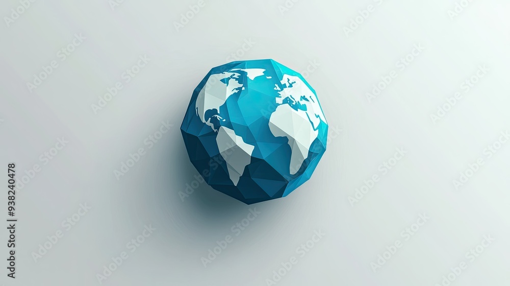 Fototapete a minimalist globe icon formed by overlapping geometric shapes, representing global connection on a 