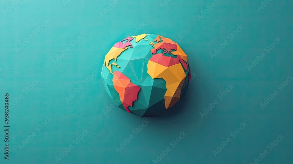 Fototapete a minimalist globe icon formed by overlapping geometric shapes, representing global connection on a 