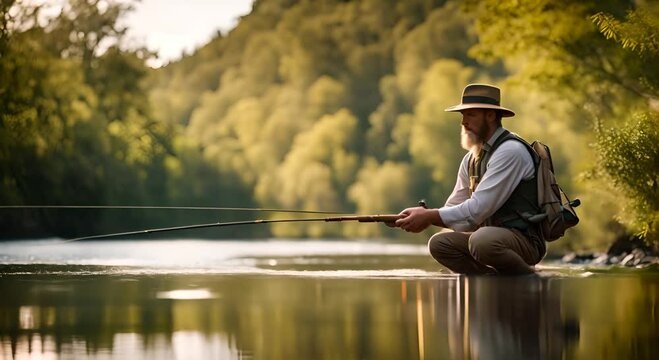 Fisherman fishing in the river.