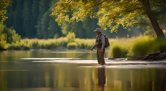 Fisherman fishing in the river.