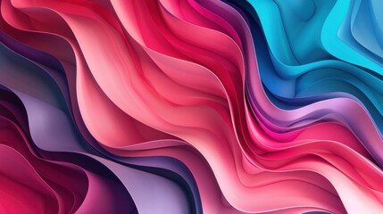 Obraz premium A vibrant abstract composition with smooth, flowing waves in various shades of blue, pink, and purple.