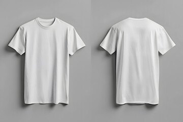 Blank T Shirt with White Color Template Front and Back View on White Background. Ready For T-shirt Mockup. HD and High-Quality New Free Premium Mockup