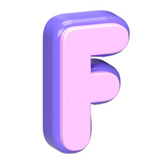 3D Pink and Purple Letter F