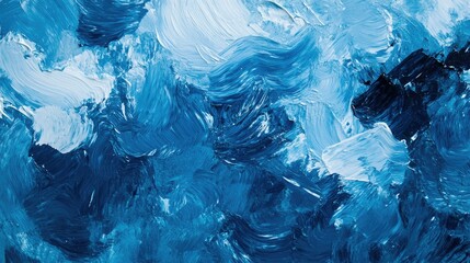 Fototapeta premium Abstract blue paint texture from a top view, with brushstrokes and patterns blending harmoniously.