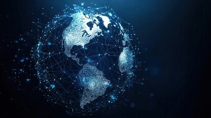 Abstract illustration of a global economic policy network, with nodes representing different countries and their policies