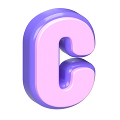 3D Rendered Letter C in Pink and Purple
