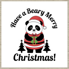Panda Christmas cartoon character t-shirt design