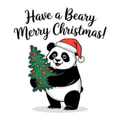 Panda Christmas cartoon character t-shirt design
