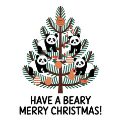 Panda Christmas cartoon character t-shirt design
