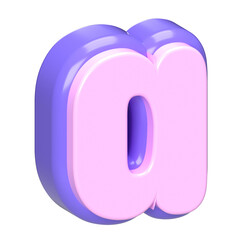 3D Rendered Letter A in Pink and Purple