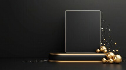 Simple happy anniversary black and gold pop up box background