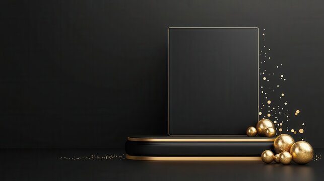 Simple happy anniversary black and gold pop up box background