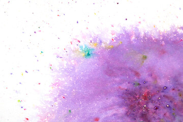 Vivid Watercolor Paint Splatters Spots On White Background Waves