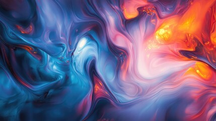 Fototapeta premium Abstract liquid light swirling and blending in vibrant hues, creating an ethereal, fluid motion.