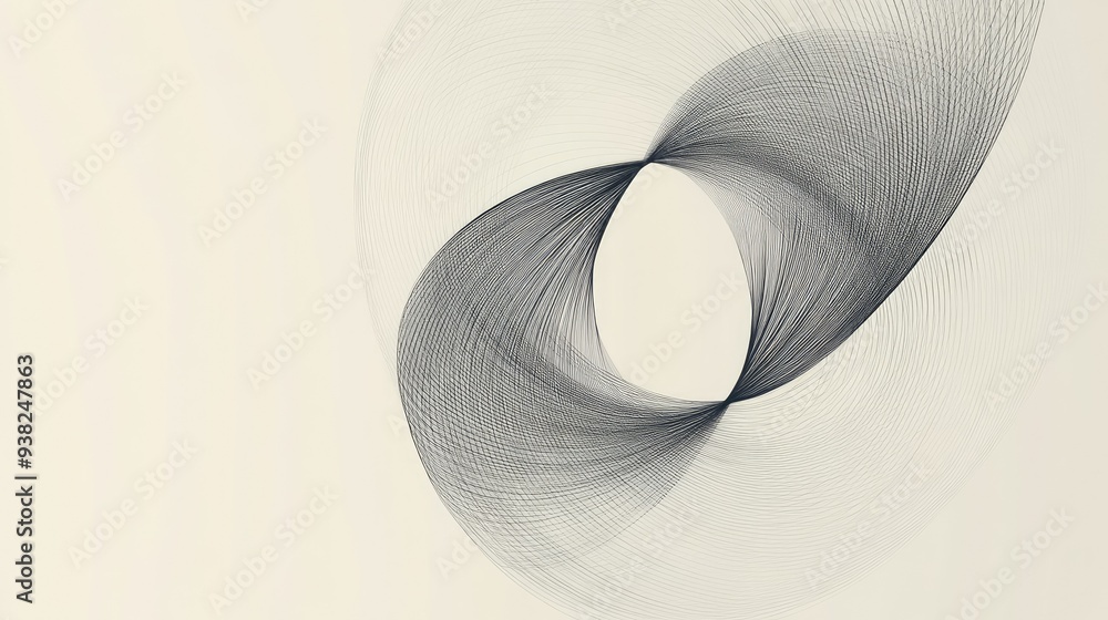 Poster minimalist design of abstract lines forming a cycle, symbolizing the lifecycle or circular economy o