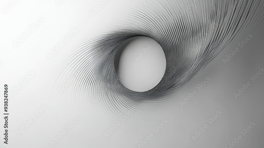 Poster minimalist design of abstract lines forming a cycle, symbolizing the lifecycle or circular economy o