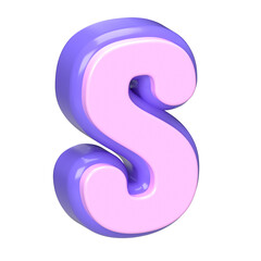 Pink and Purple 3D Letter S