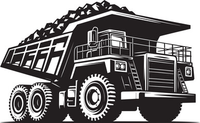 Mining Truck silhouette vector illustration isolated on a white background