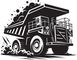 Mining Truck silhouette vector illustration isolated on a white background