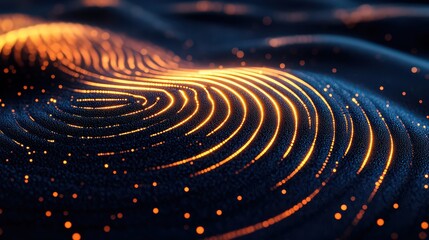 stylized graphic of a fingertip pattern, with smooth, flowing lines and geometric shapes that capture the essence of fingerprint ridges in a modern design