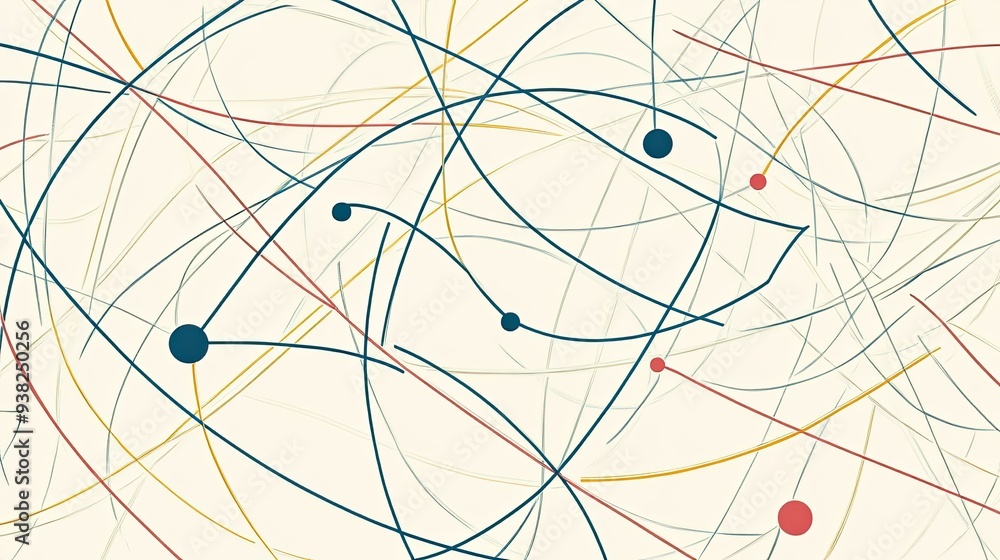 Poster simple illustration of interconnected lines creating a loop, representing circular economy principle
