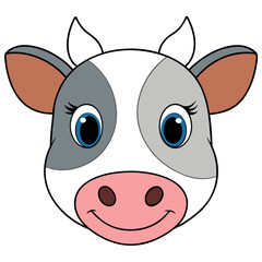 Hand-Drawn Cow Face Sketch on White Background