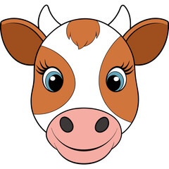Hand-Drawn Cow Face Sketch on White Background